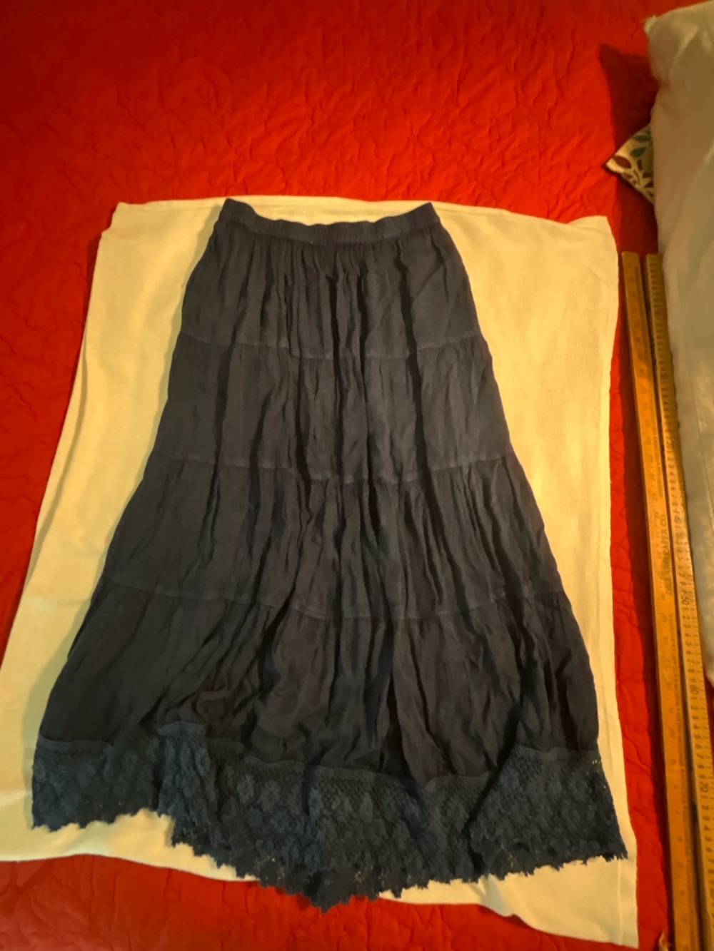 NWOT Bobbie Brooks Navy Maxi Skirt with Lace Hem MED